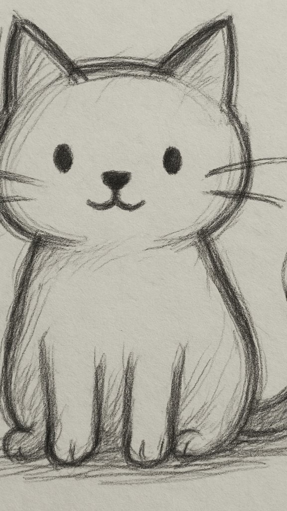 Minimalist cat outline found in a drawing ideas sketchbook.
