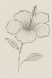 Step-by-step easy hibiscus drawing with circle and cute petals
