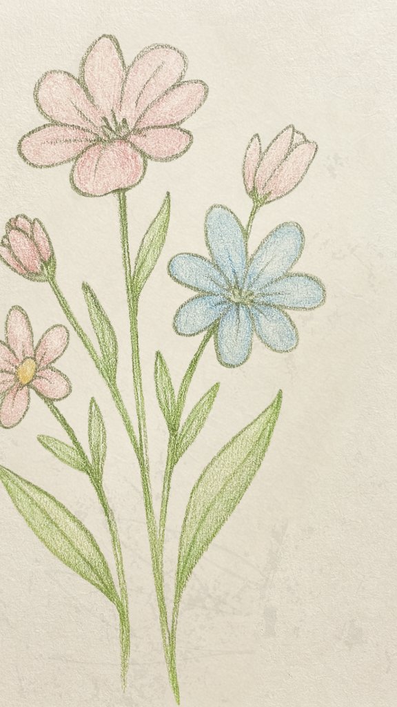 Aesthetic flower sketch, dreamy hand-drawn flower