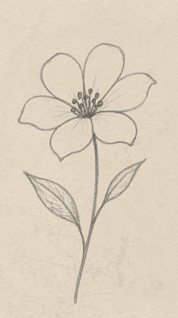Aesthetic flower sketch, dreamy hand-drawn flower