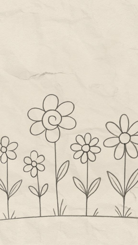 Simple garden flower doodle, hand-drawn flower pattern design