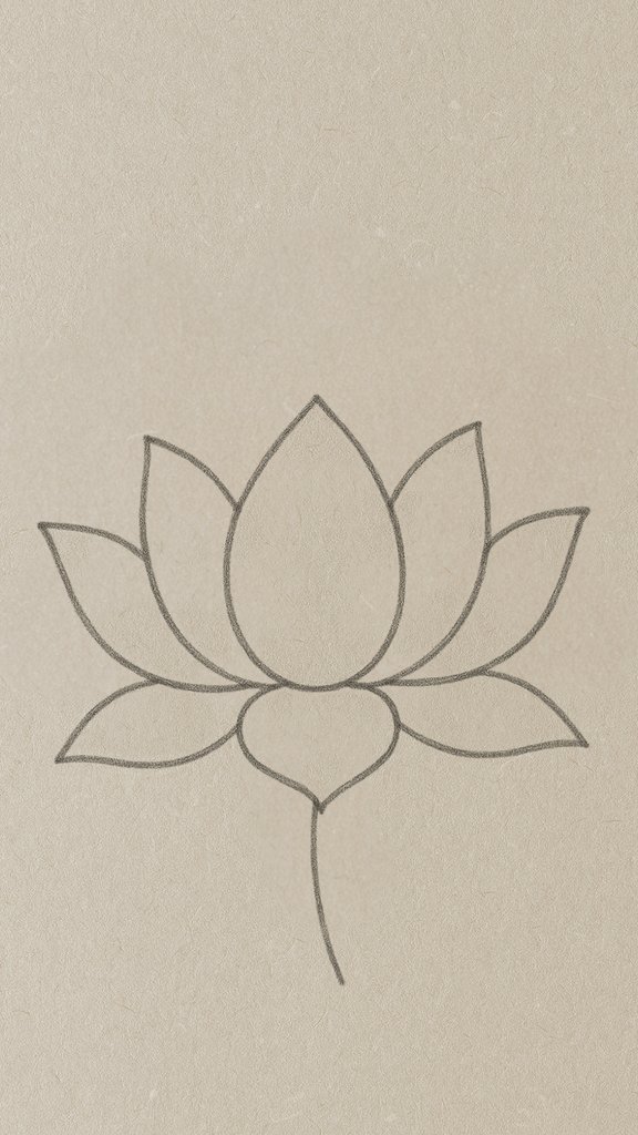 Peaceful lotus flower pencil sketch