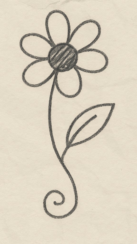 Minimalist flower doodles, basic flower outlines