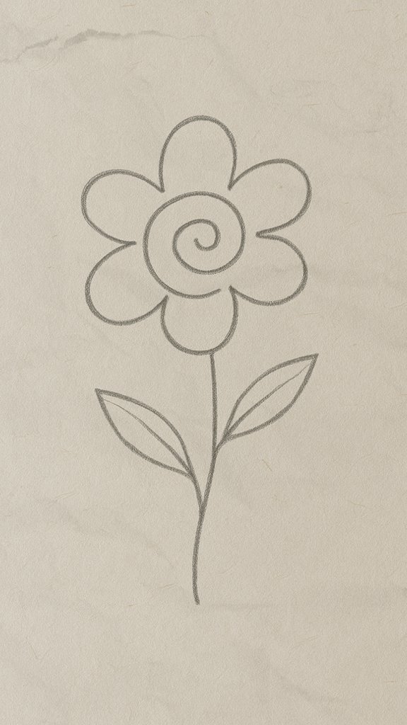 Minimalist flower doodles, basic flower outlines