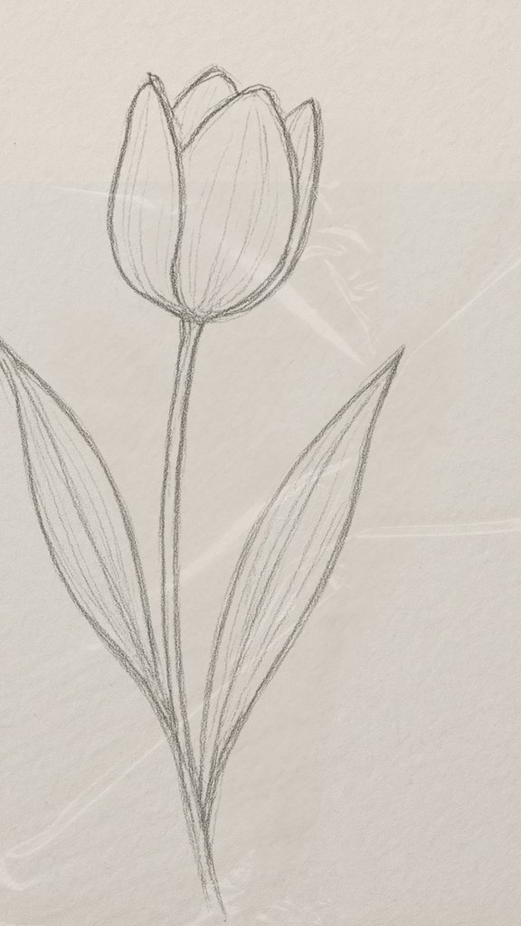 Easy tulip flower pencil drawing for beginners